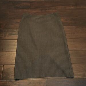 Brown Pinstriped Pencil Skirt